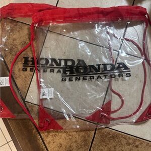 Honda Clear and Red Drawstring Backpack